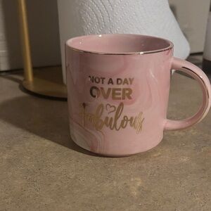 Pink Ceramic Mug with Gold Accents